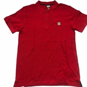 BENCH Men’s Size Medium Red Short Sleeved Preppy Polo Casual Relaxed Gol…